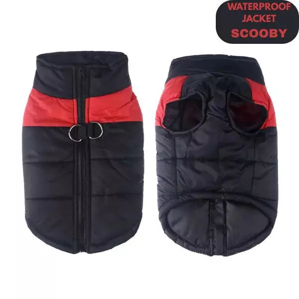 waterproof jacket dogs scooby red