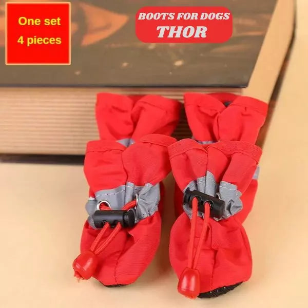 boots for dogs red 4 pieces