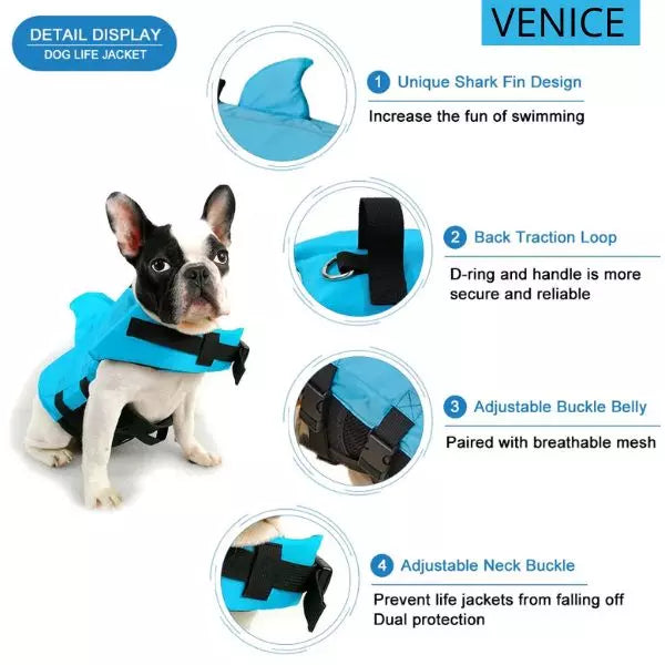 dog life jacket blue water details