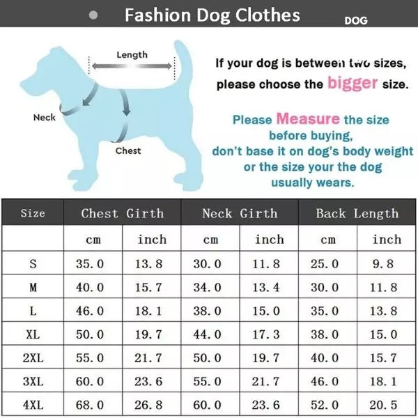 dog sweatshirt ney dimensions