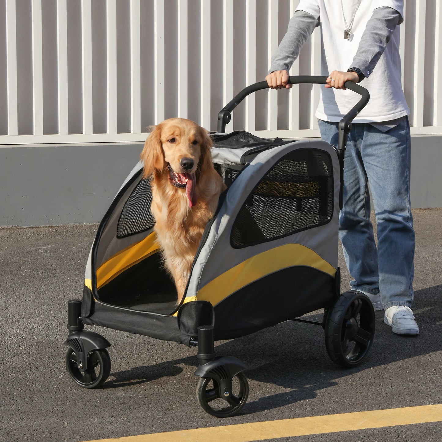Large Dog Stroller 4 Wheels – Safe Outdoor Travel