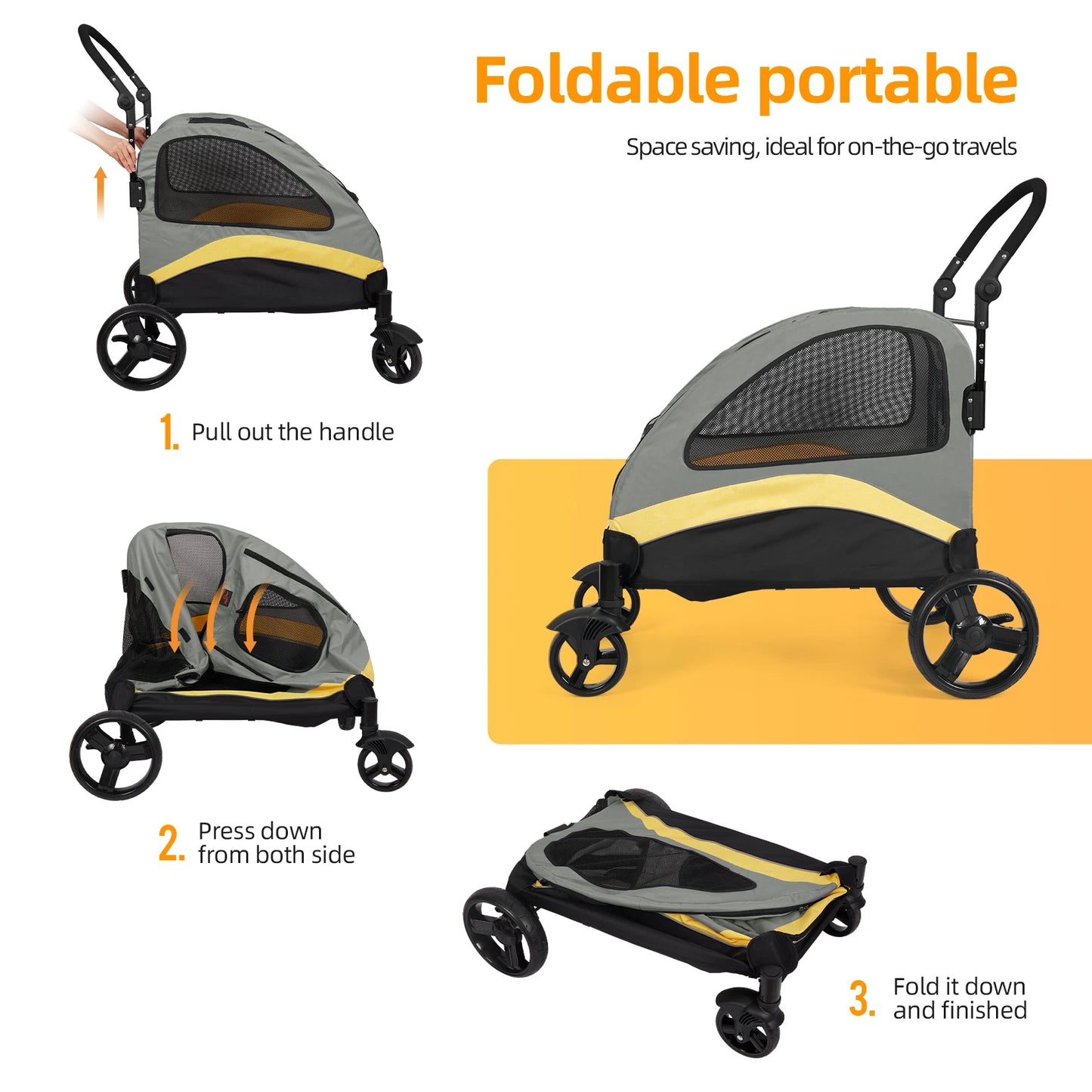 Large Dog Stroller 4 Wheels – Safe Outdoor Travel
