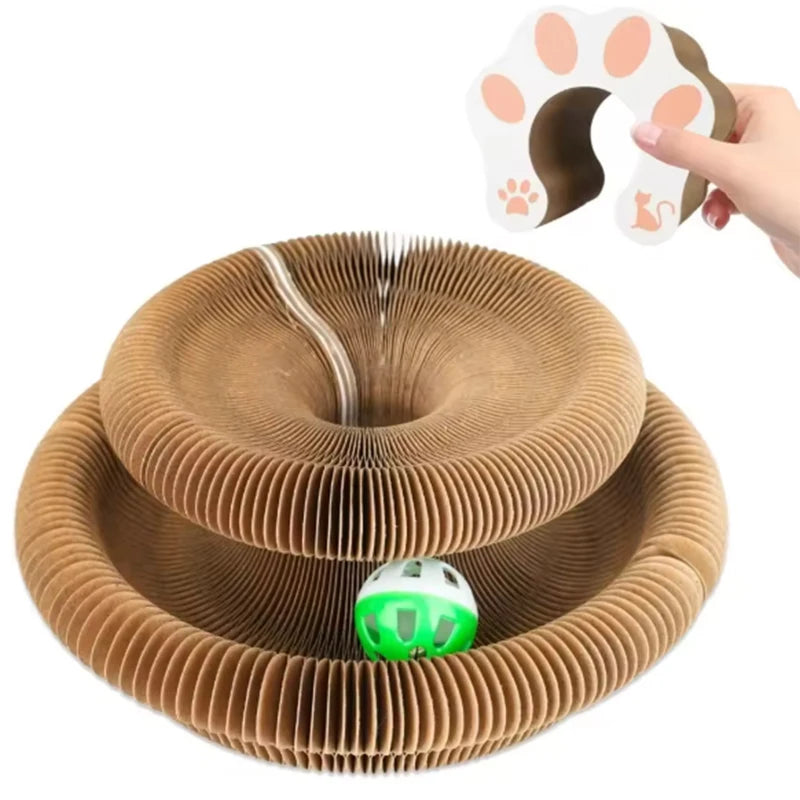 Cat Accordion Scratching Board with Toy Ball