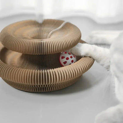 Cat Accordion Scratching Board with Toy Ball