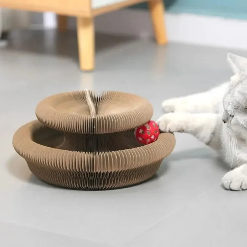 Cat Accordion Scratching Board with Toy Ball