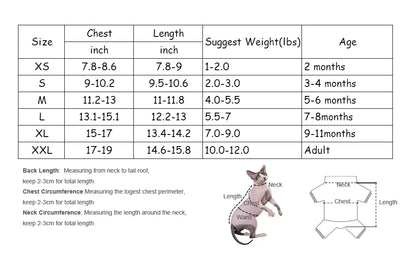 Premium Cotton Sphynx Cat Clothes | Warm, Soft & Skin-Safe Clothing for Hairless Cats